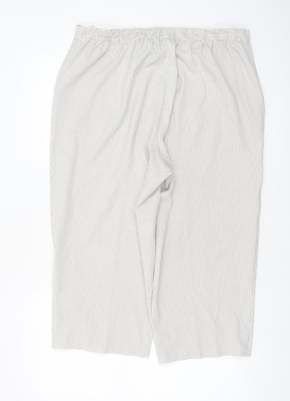 Bm Women’s Beige Striped Cropped Trousers Size 16 Cotton Blend