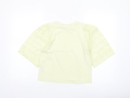 H&M Women’s Yellow Cotton Puff Sleeve T-Shirt XS