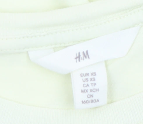 H&M Women’s Yellow Cotton Puff Sleeve T-Shirt XS