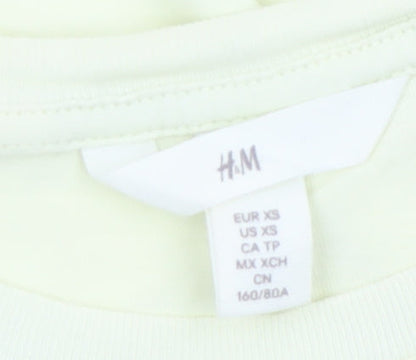 H&M Women’s Yellow Cotton Puff Sleeve T-Shirt XS