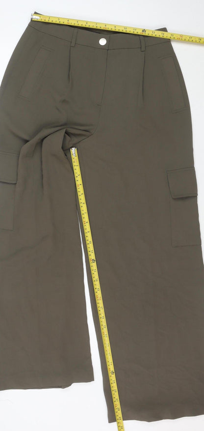 George Women’s Green Wide-Leg Cargo Trousers Size 10 Viscose