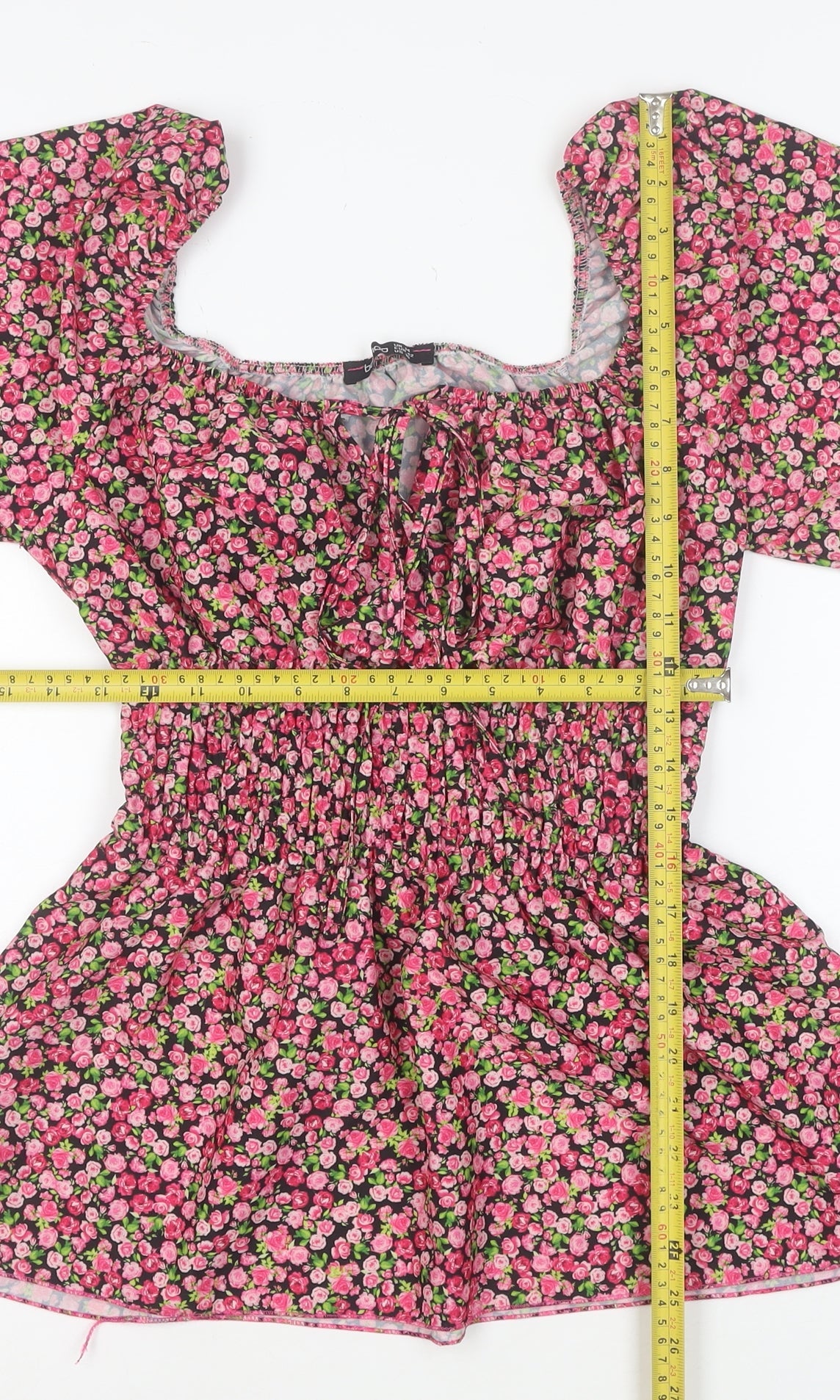 Boohoo Women's Multicoloured Floral Off Shoulder Puff Sleeve Blouse Size 14