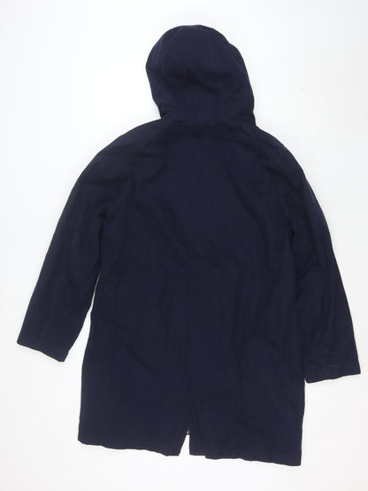 George Women’s Navy Hooded Rain Coat Size 14 Waterproof Mid-Length