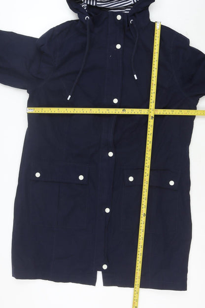 George Women’s Navy Hooded Rain Coat Size 14 Waterproof Mid-Length