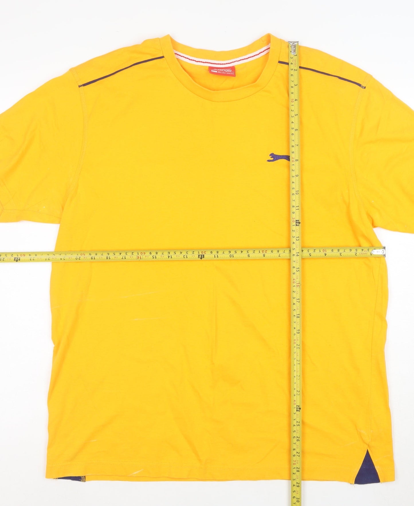 Slazenger Men's Yellow Cotton Short Sleeve Crew Neck T-Shirt L