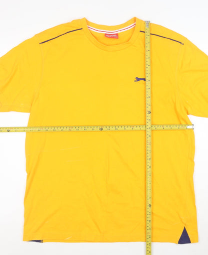 Slazenger Men's Yellow Cotton Short Sleeve Crew Neck T-Shirt L