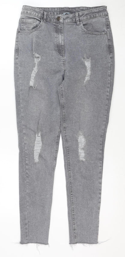 Candy Couture Girls Grey Ripped Skinny Jeans 15 Years Stretch Denim