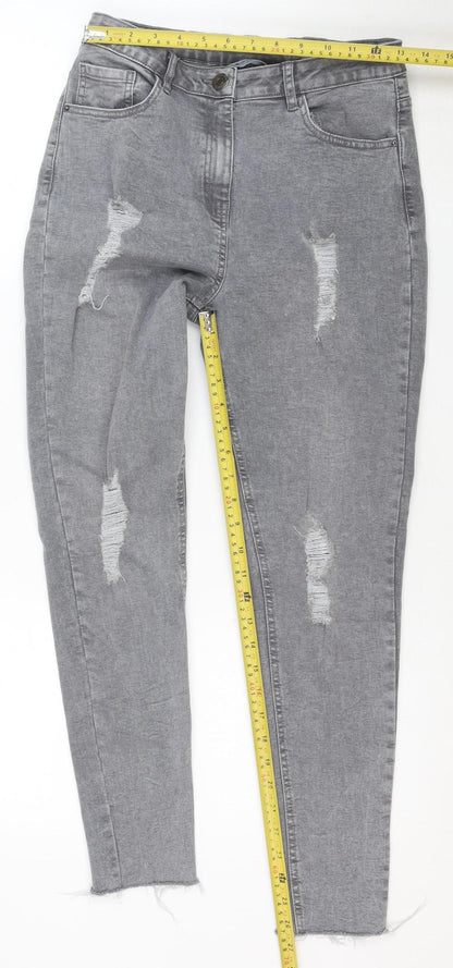 Candy Couture Girls Grey Ripped Skinny Jeans 15 Years Stretch Denim