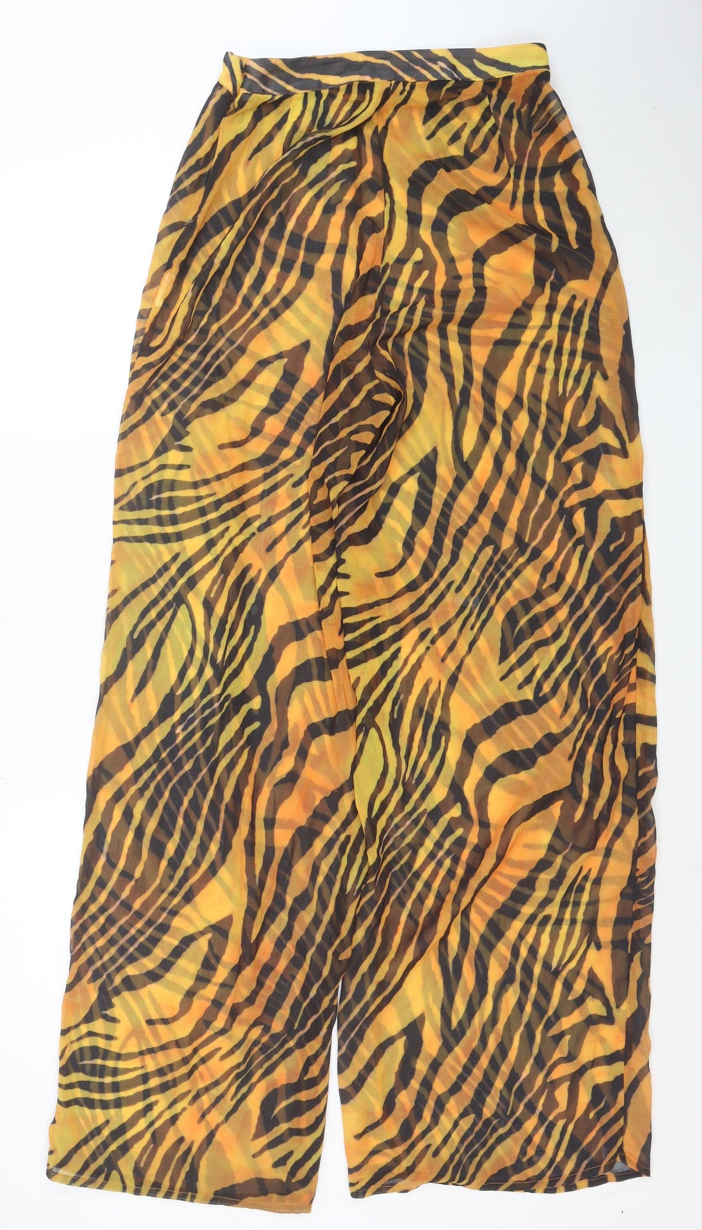 Boohoo Women’s Multicoloured Animal Print Wide-Leg Chiffon Trousers Size S