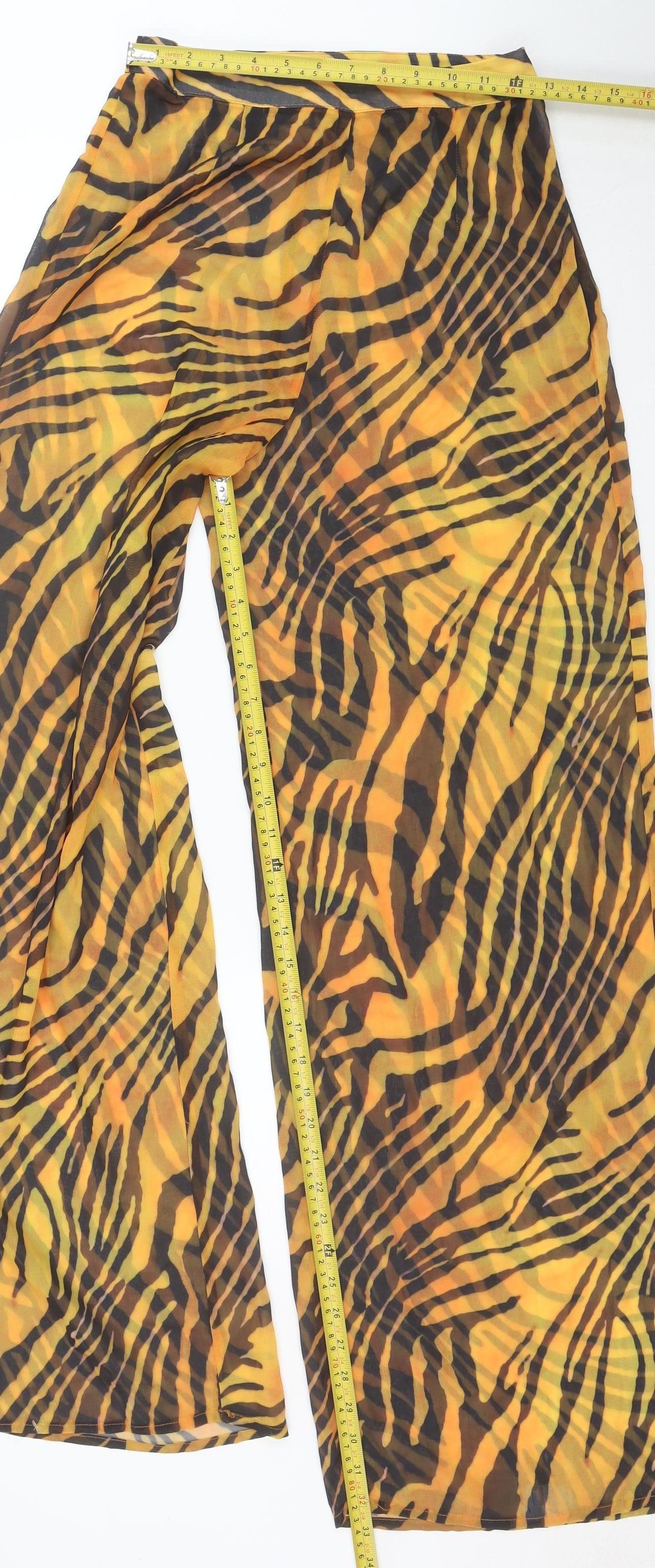 Boohoo Women’s Multicoloured Animal Print Wide-Leg Chiffon Trousers Size S