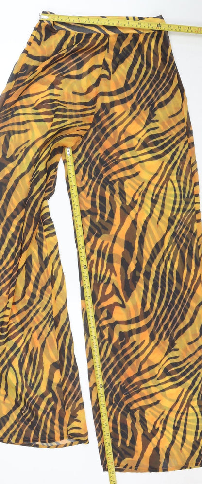 Boohoo Women’s Multicoloured Animal Print Wide-Leg Chiffon Trousers Size S