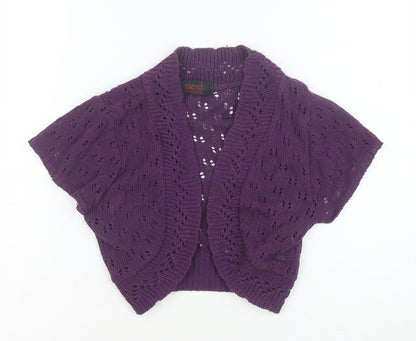 QED London Women's Purple Open Knit Short Sleeve Cardigan Size 10
