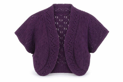 QED London Women's Purple Open Knit Short Sleeve Cardigan Size 10
