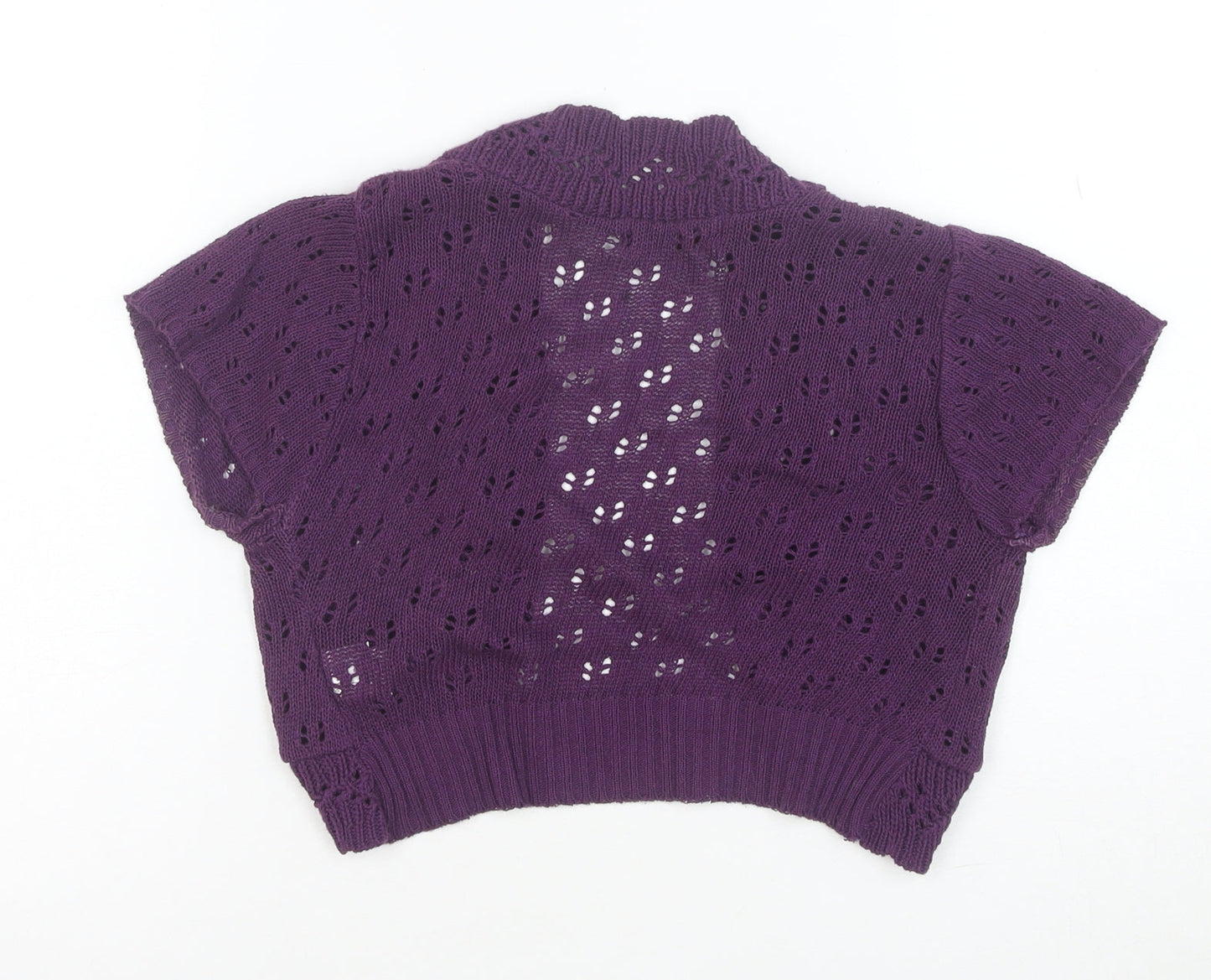 QED London Women's Purple Open Knit Short Sleeve Cardigan Size 10