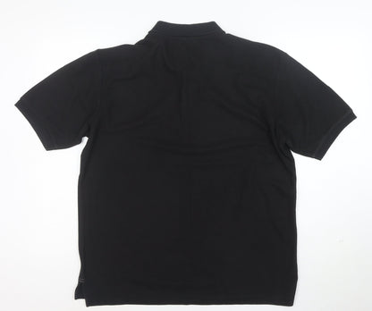 Slazenger Men's Black Cotton Polo Shirt Size L Short Sleeve