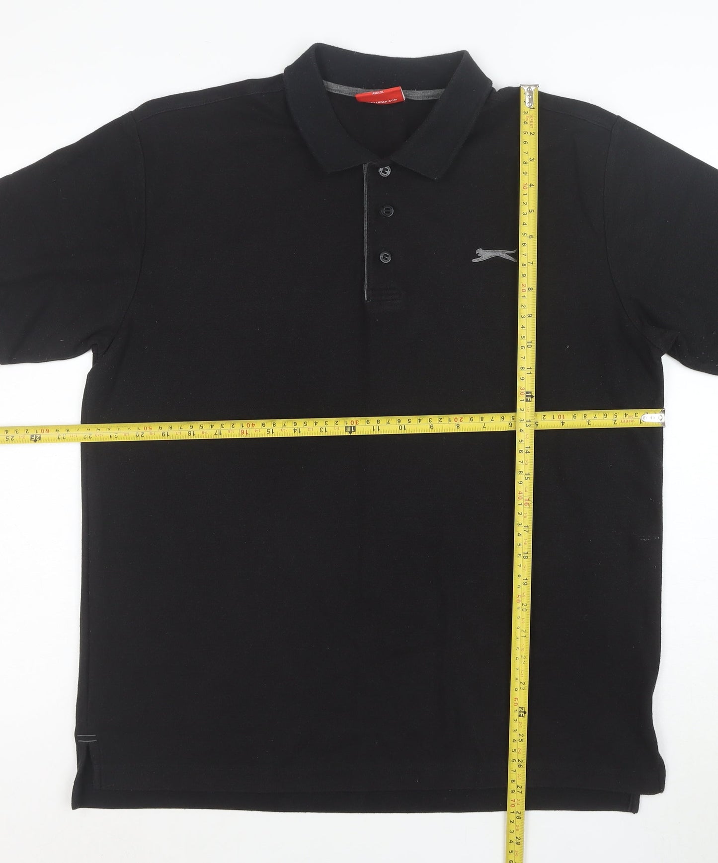 Slazenger Men's Black Cotton Polo Shirt Size L Short Sleeve