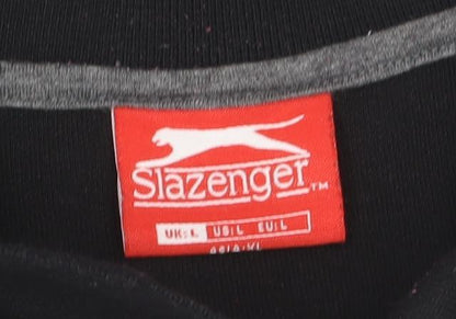 Slazenger Men's Black Cotton Polo Shirt Size L Short Sleeve