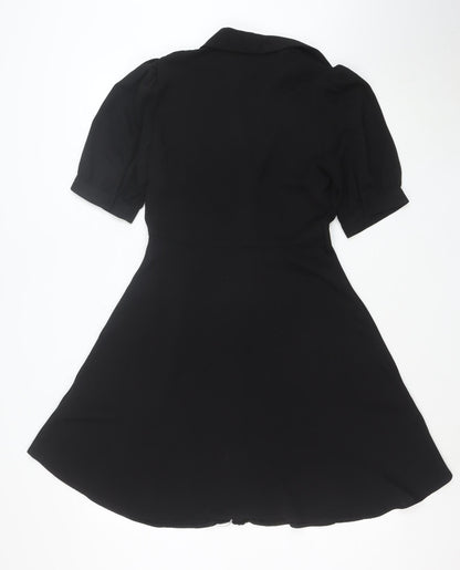 New Look Women's Black Size 8 Fit & Flare Knee Length Dress
