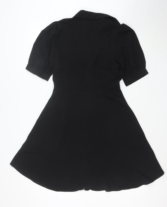 New Look Women's Black Size 8 Fit & Flare Knee Length Dress