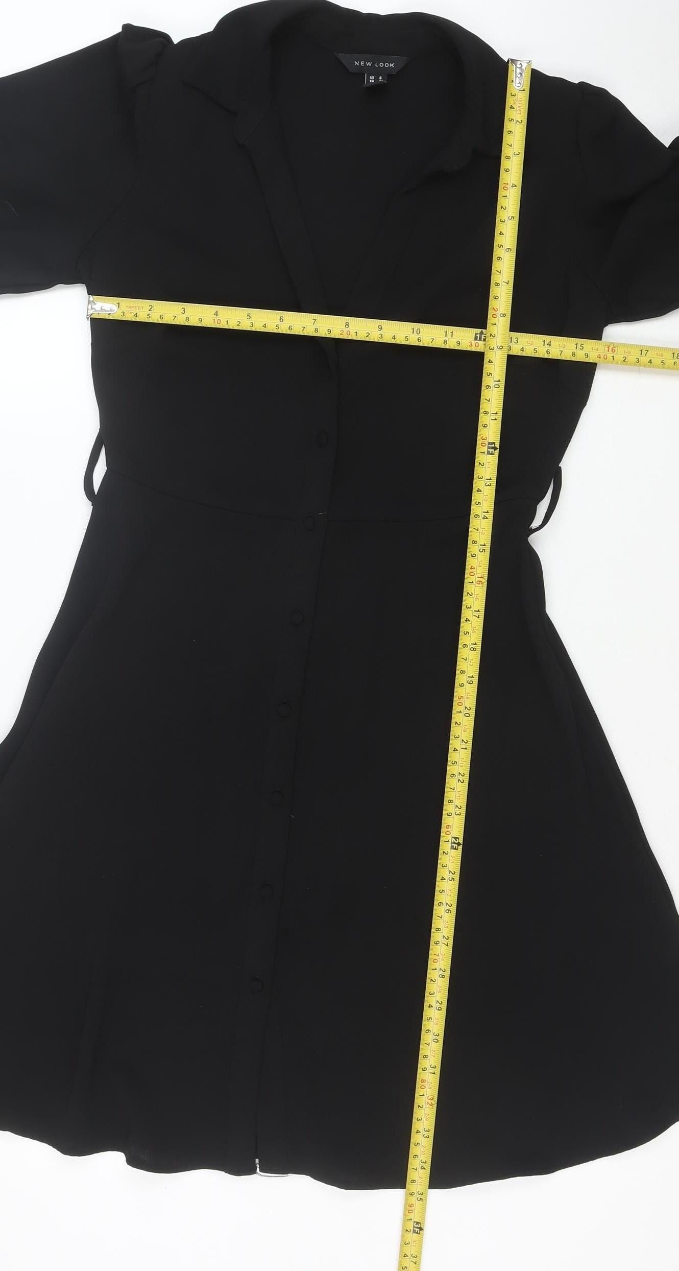 New Look Women's Black Size 8 Fit & Flare Knee Length Dress