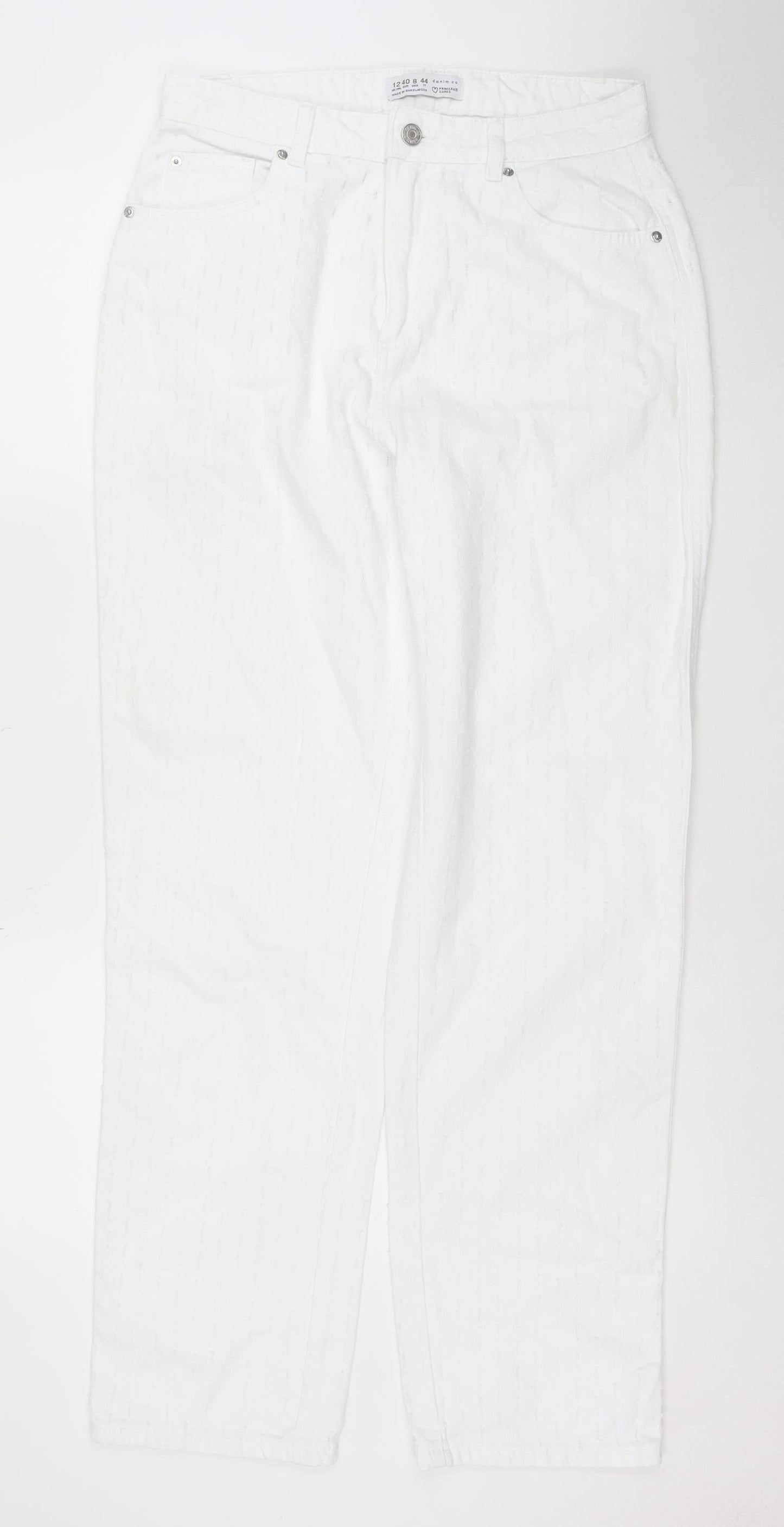 Primark Women’s White Straight Denim Jeans Size 8 Regular Fit