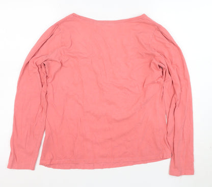 La Redoute Women’s Pink Cotton Long Sleeve Scoop Neck Top Size 12