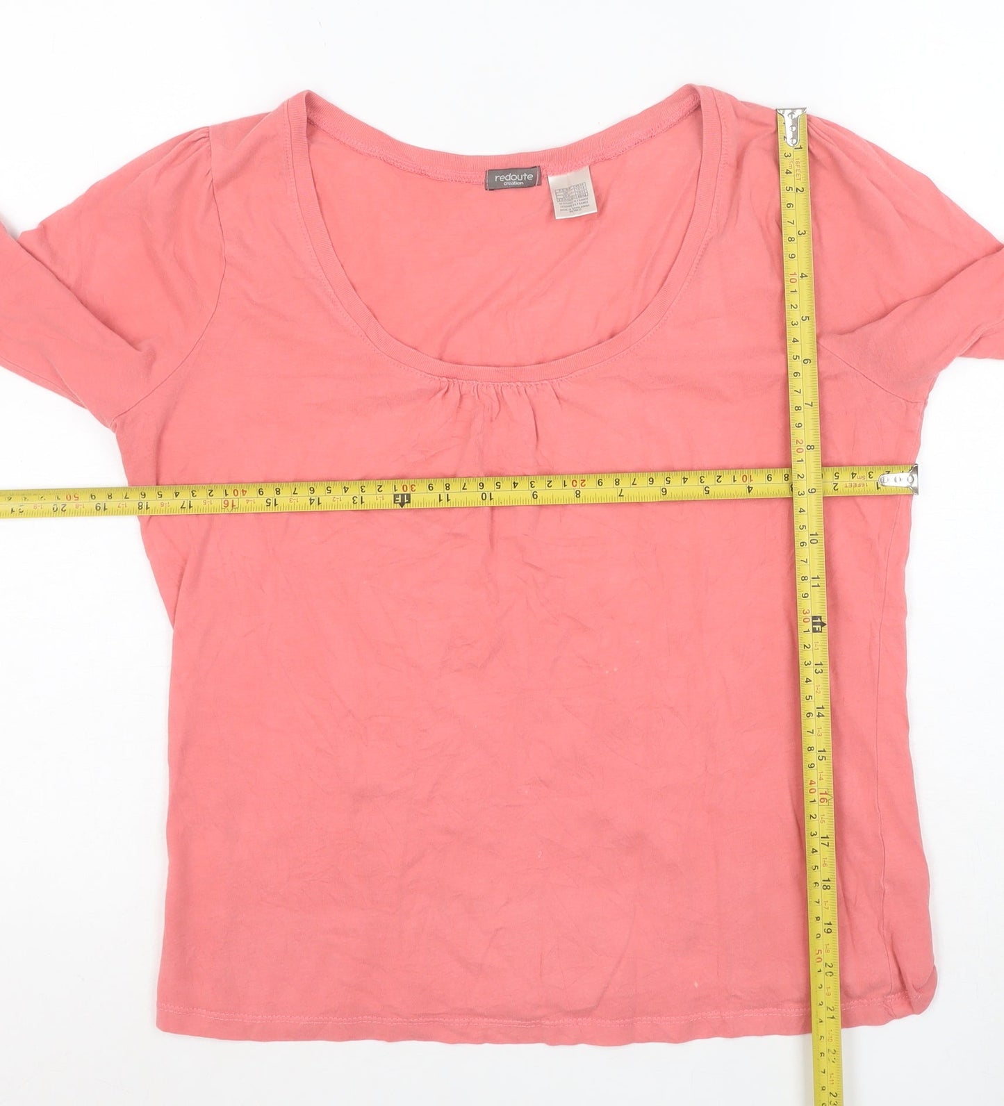 La Redoute Women’s Pink Cotton Long Sleeve Scoop Neck Top Size 12