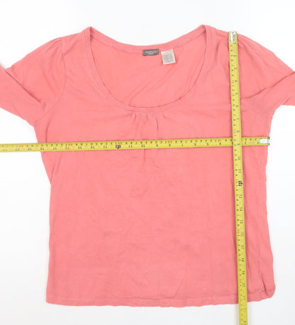 La Redoute Women’s Pink Cotton Long Sleeve Scoop Neck Top Size 12