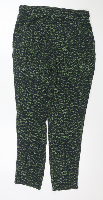 Marks and Spencer Womens Green Camouflage Viscose Jogger Trousers Size 12