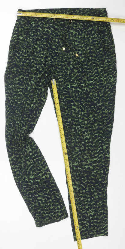 Marks and Spencer Womens Green Camouflage Viscose Jogger Trousers Size 12