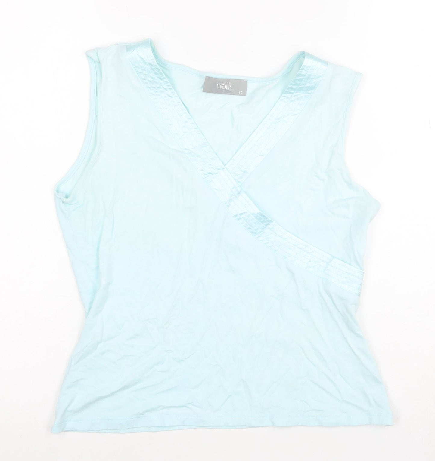 Wallis Women’s Blue Wrap Sleeveless V-Neck Tank Top Size 14