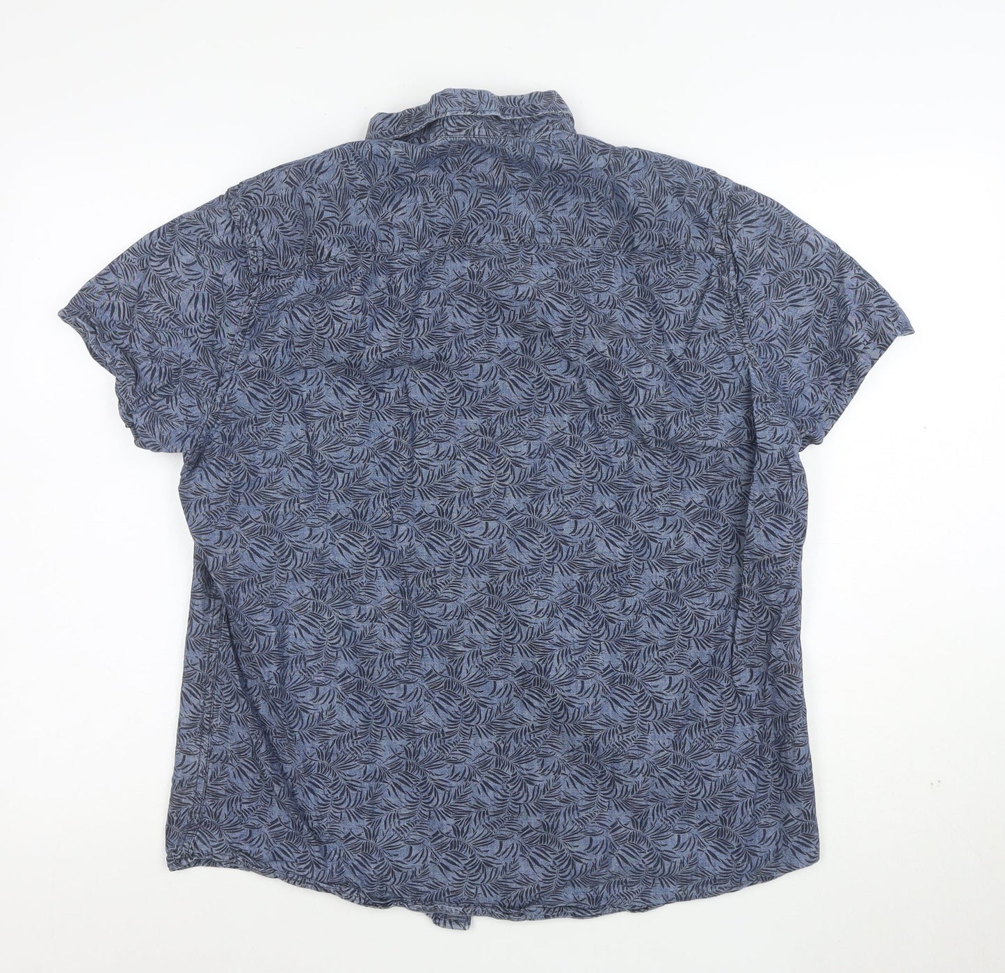 F&F Men’s Blue Cotton Short Sleeve Button-Up Shirt L