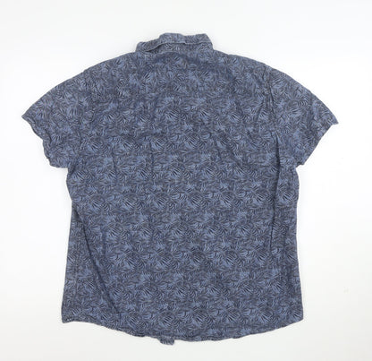 F&F Men’s Blue Cotton Short Sleeve Button-Up Shirt L