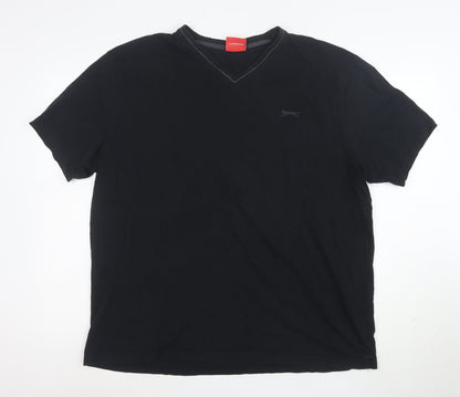 Slazenger Men's Black 2XL V-Neck Cotton T-Shirt