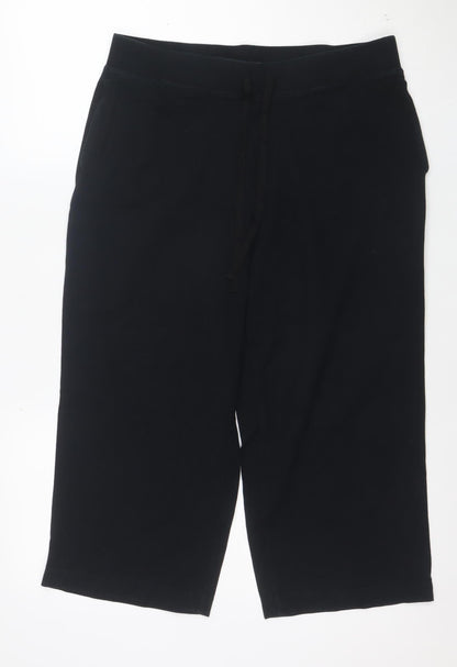Karen Scott Women Black Capri Activewear Trousers M Cotton Stretch