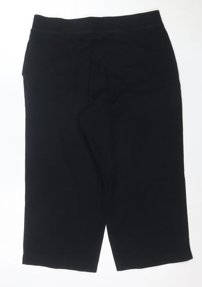 Karen Scott Women Black Capri Activewear Trousers M Cotton Stretch