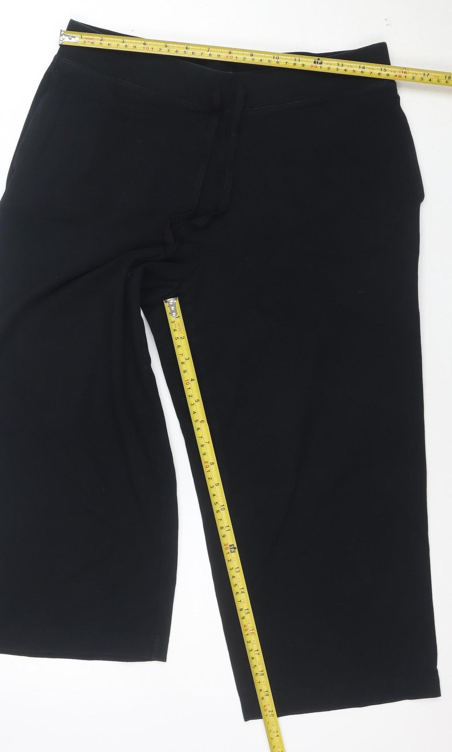 Karen Scott Women Black Capri Activewear Trousers M Cotton Stretch