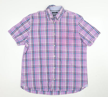 Wolsey Men's Multicoloured Check Short Sleeve Button-Up Shirt L