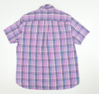 Wolsey Men's Multicoloured Check Short Sleeve Button-Up Shirt L