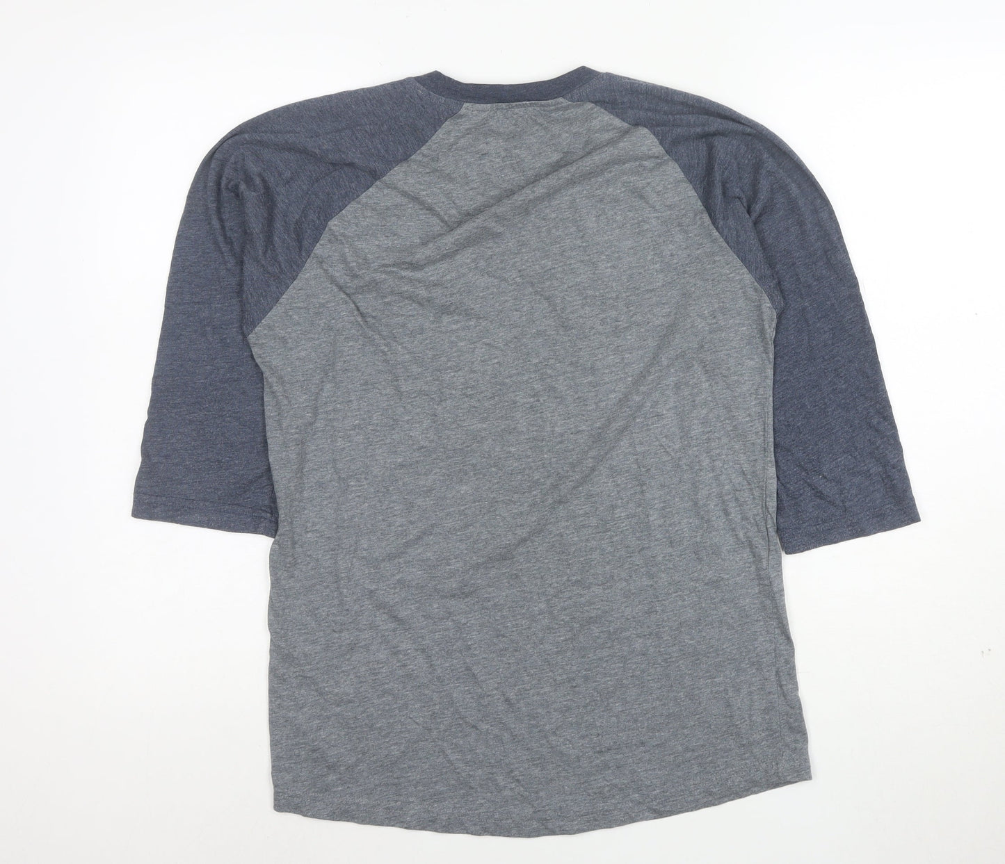 Vans Men's Grey 3/4 Sleeve Crew Neck Graphic T-Shirt M
