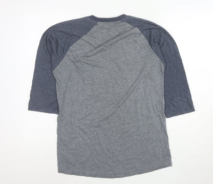 Vans Men's Grey 3/4 Sleeve Crew Neck Graphic T-Shirt M