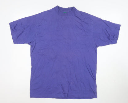 Canda Men's Purple Cotton Crew Neck Short Sleeve T-Shirt M