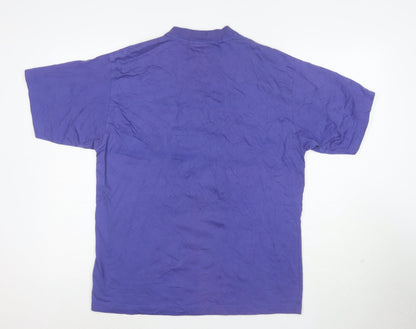 Canda Men's Purple Cotton Crew Neck Short Sleeve T-Shirt M