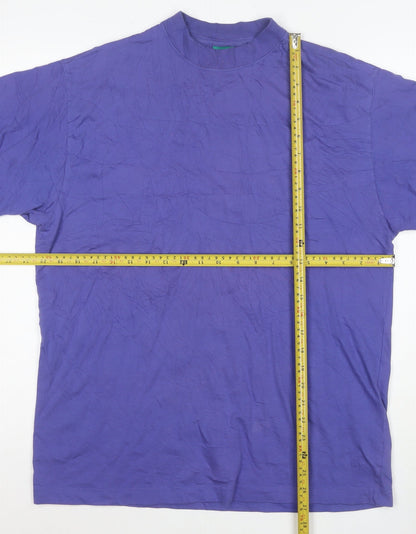 Canda Men's Purple Cotton Crew Neck Short Sleeve T-Shirt M