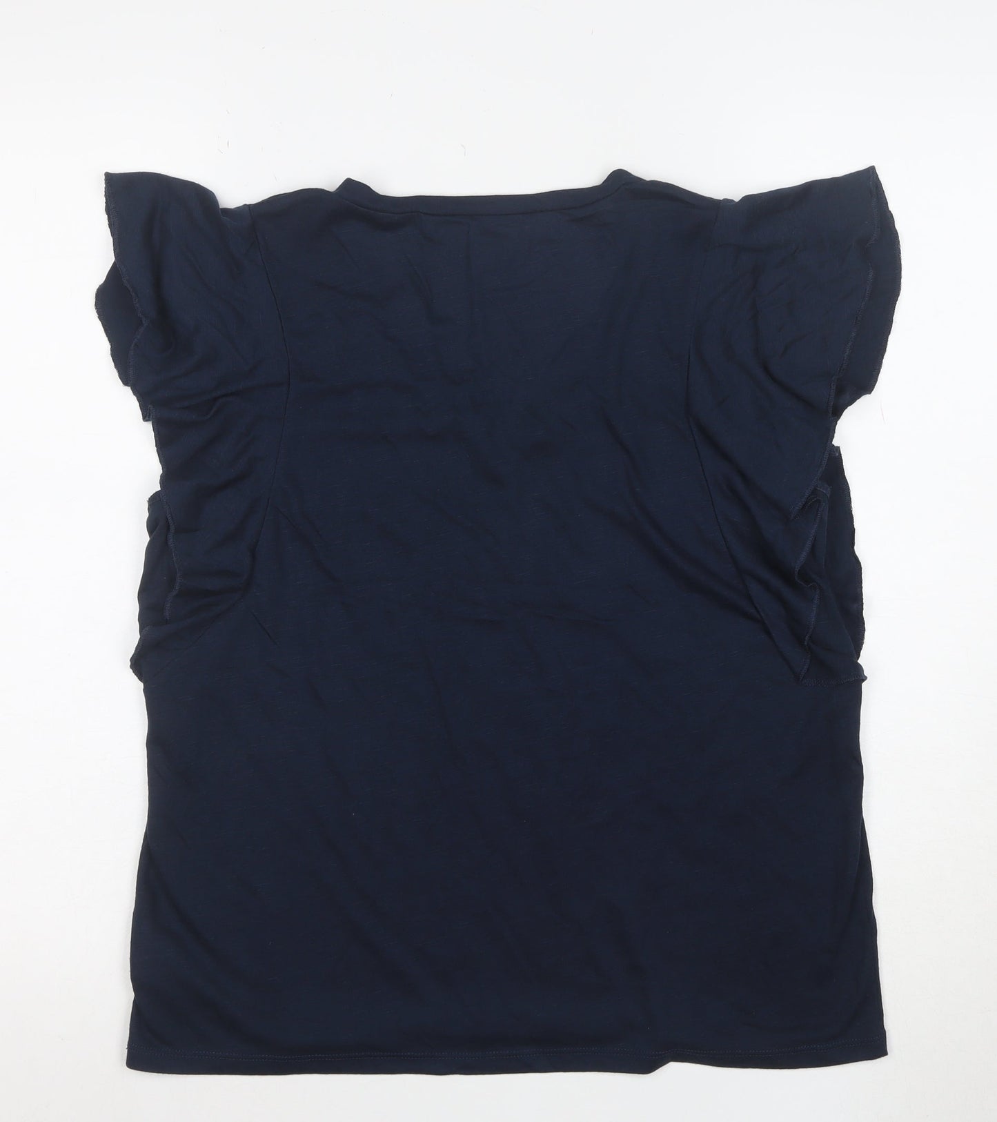 Jessica Simpson Women Blue V-Neck Quote T-Shirt Size M