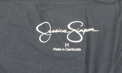 Jessica Simpson Women Blue V-Neck Quote T-Shirt Size M