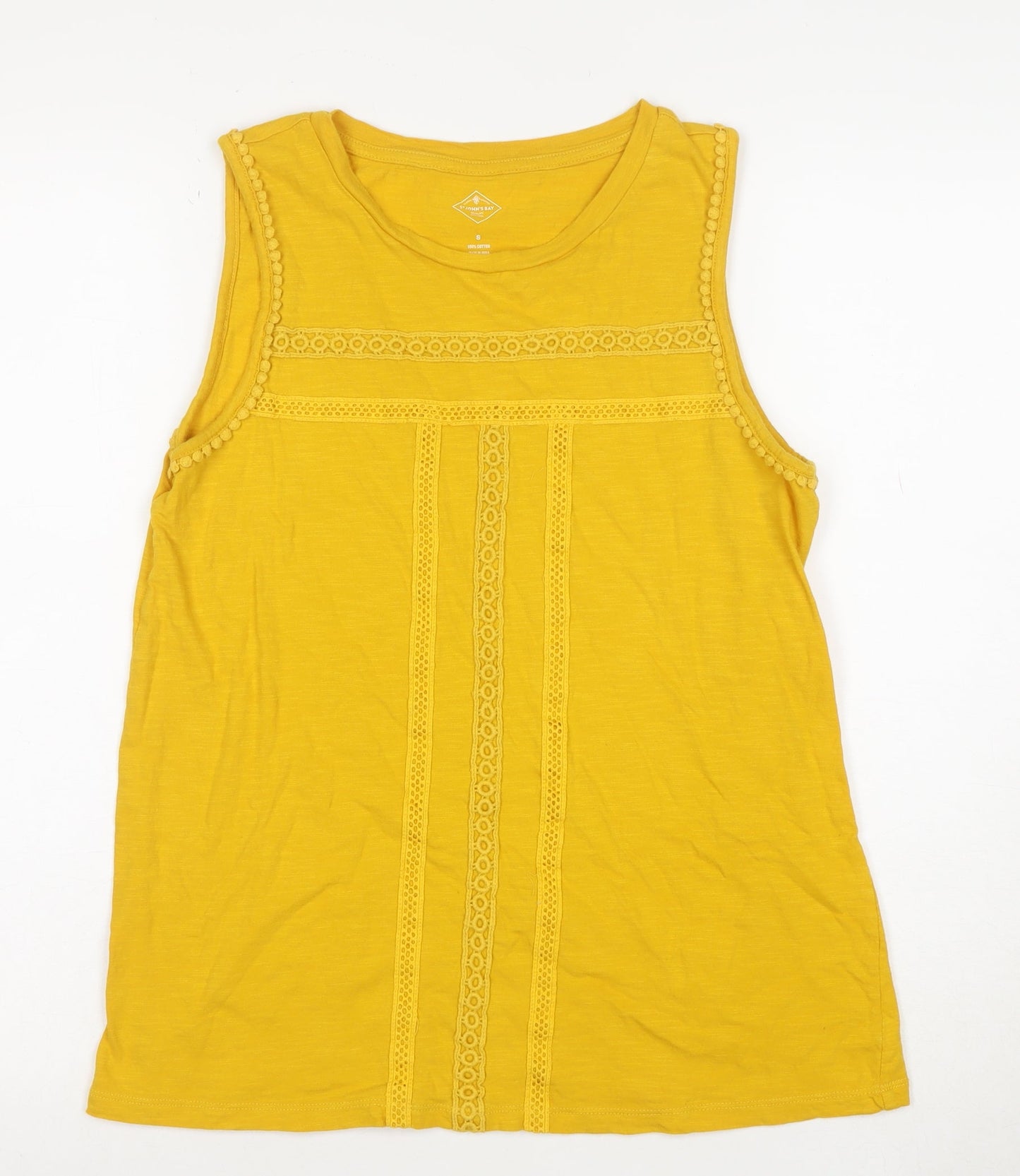St. John's Bay Women's Yellow Crochet Trim Cotton Tank Top S
