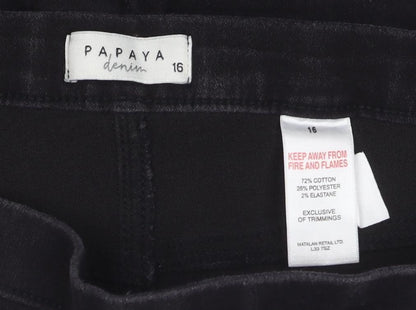 Papaya Denim Womens Black Size 16 Bermuda Shorts Stretch Cotton Blend