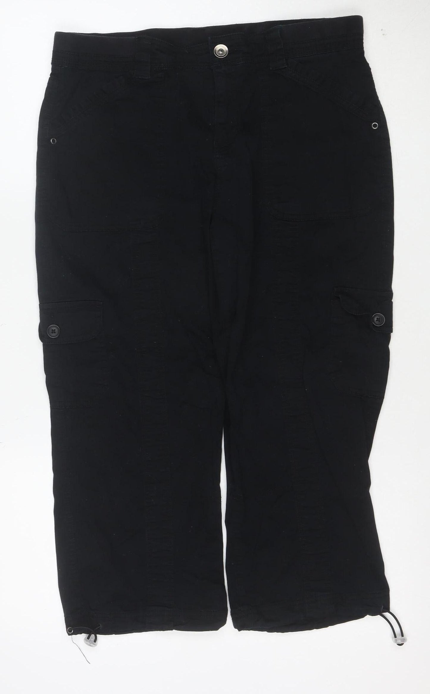 Style & Co Womens Black Cotton Cargo Trousers Size 10