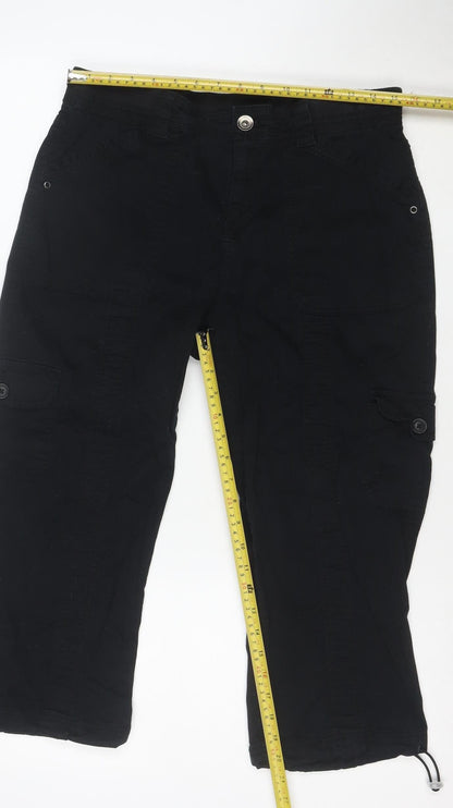 Style & Co Womens Black Cotton Cargo Trousers Size 10